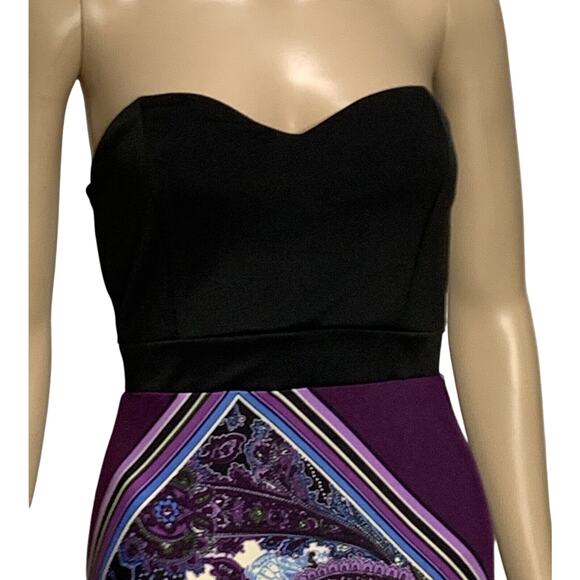 BaileyBlue Maxi Dress Womens Small Black Bodice Paisley Skirt Sleeveless - Picture 3 of 9